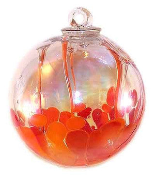 6" Medusa Spirit Ball, Opal Orange & Coral Red