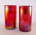 10 Inch Iridescent Red 2Pc Hurricane Candle Holder