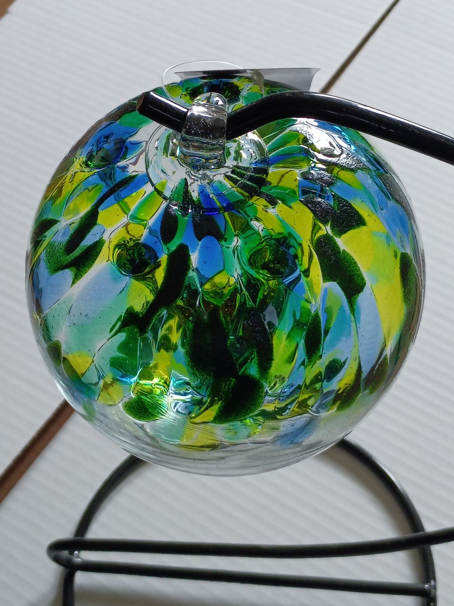 6" Tree of Life Witch Ball "Green Blue Yellow"