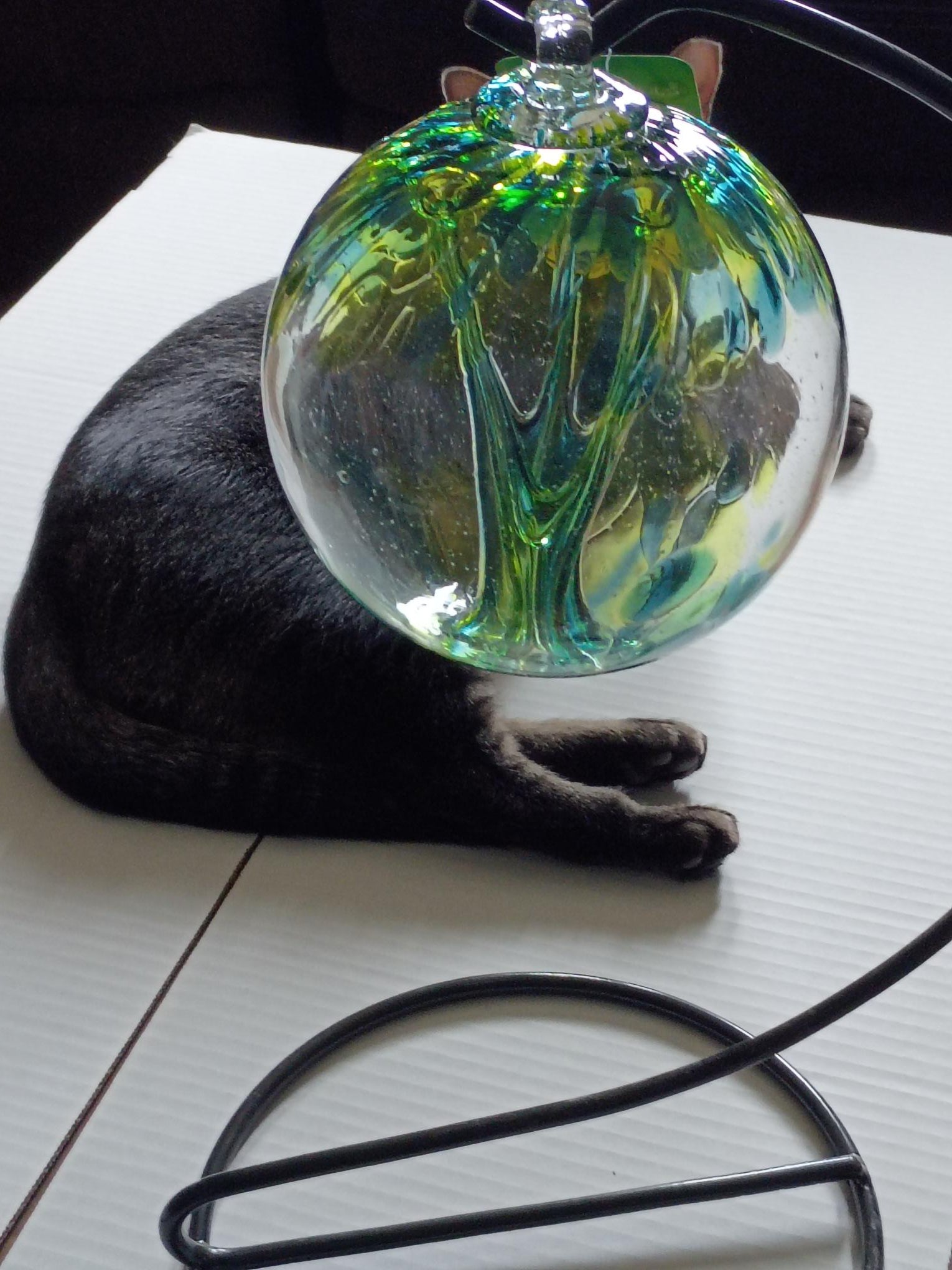 6" Tree of Life Witch Ball "Green Yellow"