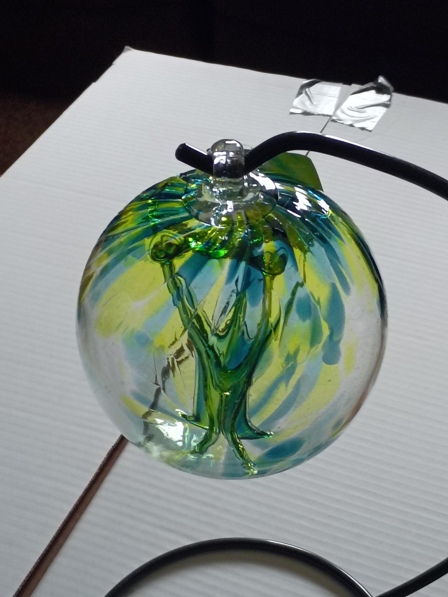 6" Tree of Life Witch Ball "Green Yellow"