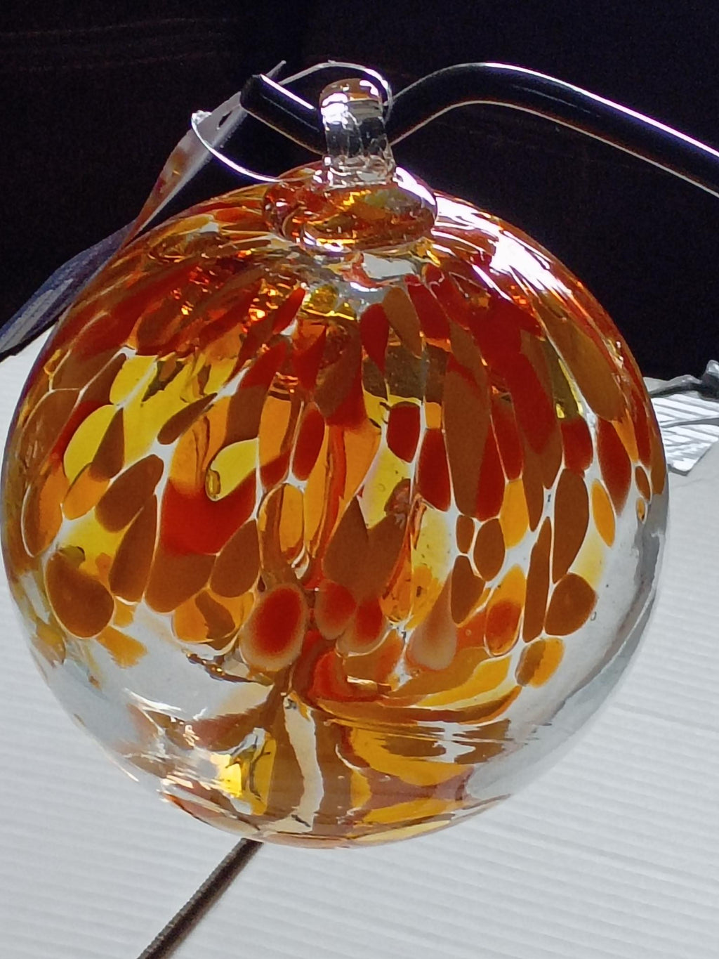 6" Tree of Life Witch Ball "Orange Red"