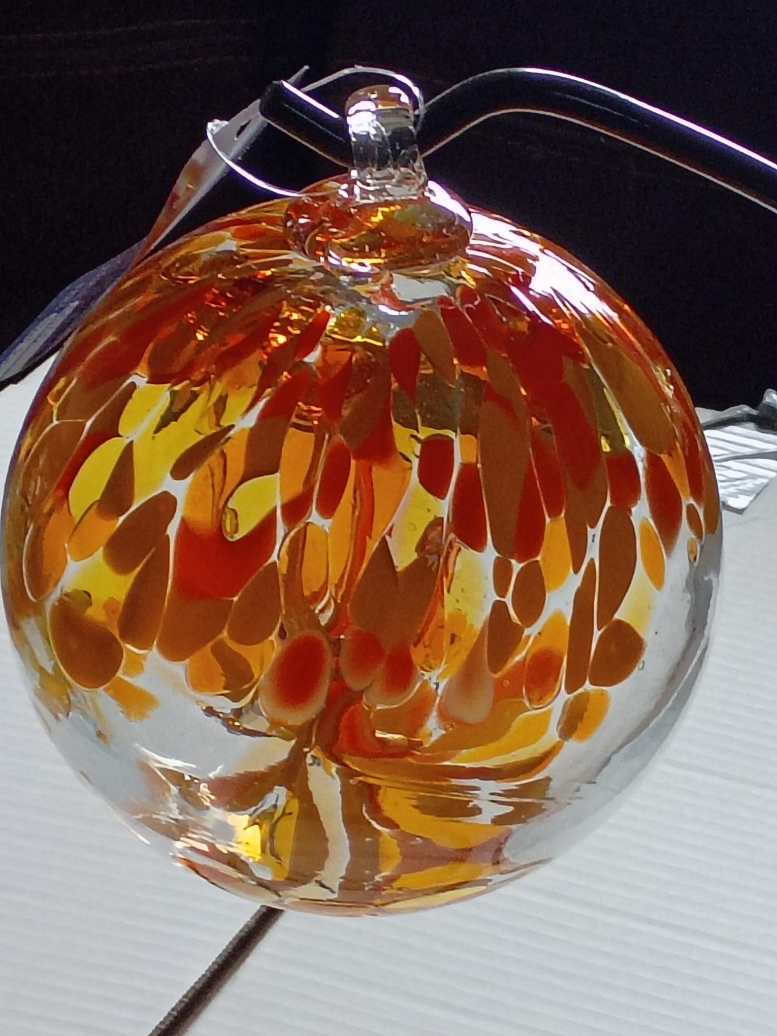 6" Tree of Life Witch Ball "Orange Red"