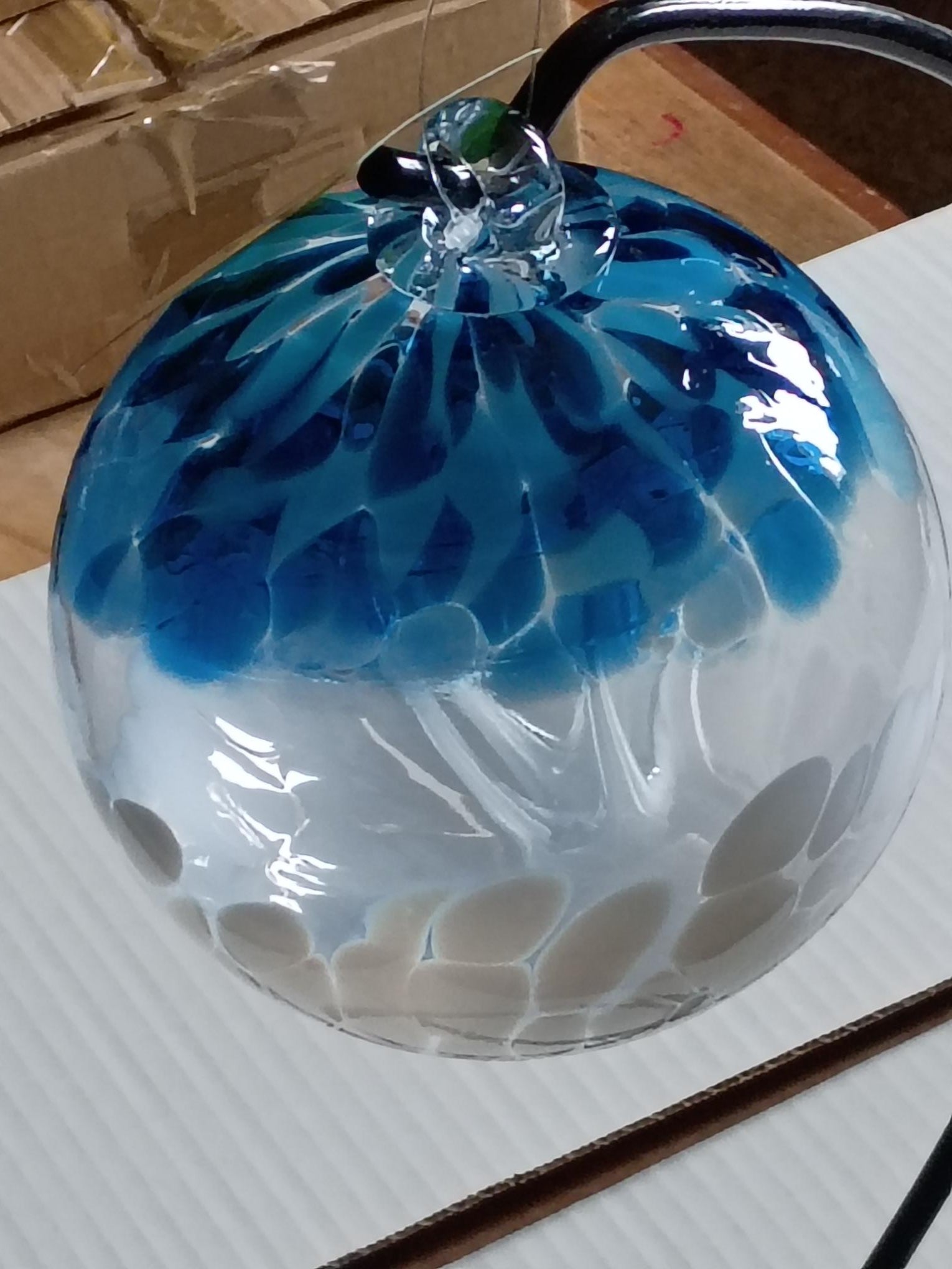 6" Tree of Life Witch Ball "Blue White"