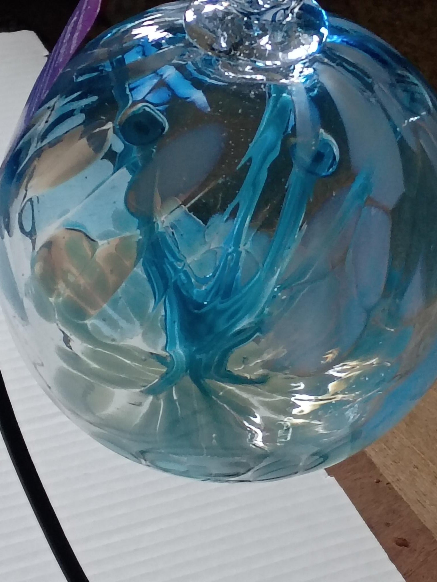 6" Tree of Life Witch Ball "Blue Grey"