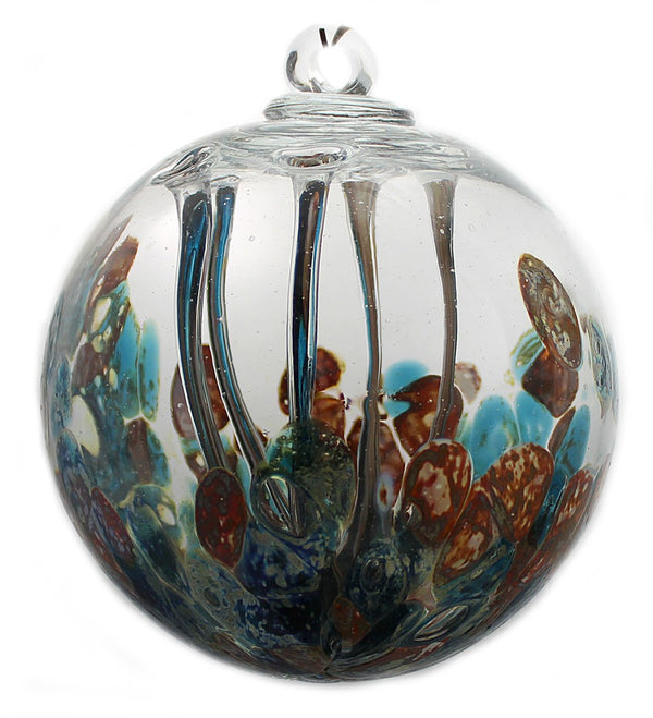 6" Medusa Spirit Ball, Silver Nitrate Sea Green / Burnt Orange